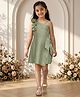 TINY BABY Synthetics Woven Sleeveless Shimmer Detailed Floral Applique Dress - Green