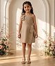 TINY BABY Synthetics Woven Sleeveless Shimmer Detailed Floral Applique Dress - Gold