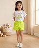 TINY BABY Woven Half Sleeves Pink Lemonade Text Printed Tee & Shorts Set With Inner - Green