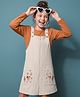 OLLINGTON ST. Corduroy Woven Knit Floral Embroidered Frock With Full Sleeves T-Shirt - Brown