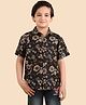 FOSTRIC Cotton Blend Woven Half Sleeves Floral Shirt - Black