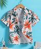 FOSTRIC Cotton Blend Woven Half Sleeves Leaves & Floral Printed Shirt - White