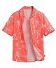 FOSTRIC Cotton Blend Woven Half Sleeves Trees Printed Shirt - Orange