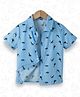 FOSTRIC Cotton Blend Woven Half Sleeves Dinosaur Printed Shirt - Blue