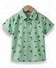 FOSTRIC Cotton Blend Woven Half Sleeves Raptors Printed Shirt - Green