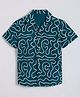 FOSTRIC Cotton Blend Woven Half Sleeves Abstract Embroidered Shirt - Navy Blue