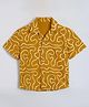 FOSTRIC Cotton Blend Woven Half Sleeves Abstract Embroidered Shirt - Yellow