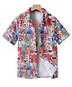 FOSTRIC Cotton Blend Woven Half Sleeves Cartoon Monsters Printed Shirt - Multi Colour