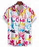 FOSTRIC Cotton Blend Woven Half Sleeves Typography Printed Shirt - White