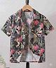 FOSTRIC Cotton Blend Woven Half Sleeves Floral Printed Shirt - Black
