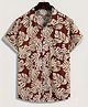 FOSTRIC Cotton Blend Woven Half Sleeves Leaves Printed Shirt - Brown