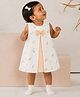 Aomi Blended Woven Sleeveless Floral Printed & Bow Applique Detailed Dress - Yellow