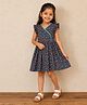 mini miao Blended Woven Frill Sleeves Floral Printed Dress - Multi Colour