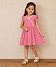 mini miao Blended Woven Frill Sleeves Floral Printed Dress - Coral
