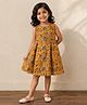 mini miao Blended Woven Sleeveless Floral Printed Dress - Mustard