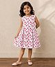 mini miao Blended Woven Sleeveless Abstract Printed Dress - Red & White