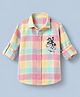 Dapper Dudes Cotton Blend Woven Full Sleeves Checked Shirt With Cowboy Patch - Pink