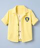 Dapper Dudes Cotton Blend Woven Full Sleeves Shirt and T-Shirt with Badge Patch and Nature Print - Light Yellow