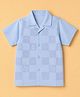 Dapper Dudes Cotton Blend Woven Half Sleeves Shirt With Beach Theme And Box Check Print - Sky Blue