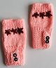 Woonie Hand Knitted Floral Embroidered Fingerless Gloves - Peach