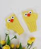 Woonie Hand Knitted Hen Designed Fingerless Gloves - Yellow