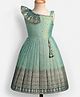 Enfance Silk Woven Ethnic Dress with Sleeveless and Stone Embellished in Sea Green