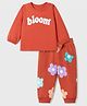 Doodle Poodle 100% Cotton Single Jersey Knit Full Sleeves Top and Pant with Bloom Text and Floral Print - Light Brown