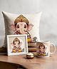 Little Ganesha Gift Set (Ceramic Coffee Mug (325 ml) + Cushion Cover 12x12 Inch and Table Photo Frame)