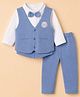 ToffyHouse Knitted Full Sleeves Party Suit With Bow in Blue