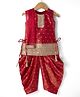 Blabber Sleeveless Thread Work Detailed Gota Lace & Stone Embellished Kurti Dhoti With Dupatta Set - Red