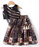 Blabber Sleeveless Ethnic Printed & Gota Lace Embellished Lehenga Choli With Dupatta Set - Black