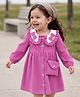 Babyhug Corduroy Full Sleeves Dress With Sling Bag and Bow Applique in Pink