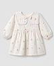Babyhug Poplin Woven Frock with Full Sleeves and Floral Print in White