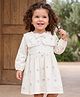 Babyhug Poplin Woven Frock with Full Sleeves and Floral Print in White