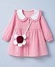 Babyhug Cotton Woven One Piece Frock with Full Sleeves and Sling Bag - Pink