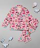 Pyjama Party Pure Cotton Woven Full Sleeves Girlcore Theme Printed Coordinating Shirt & Pajama Night Suit - Pink