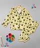 Pyjama Party Pure Cotton Woven Full Sleeves Bumblebee Printed Coordinating Shirt & Pajama Night Suit - Yellow