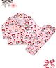 Pyjama Party Pure Cotton Woven Full Sleeves Cherries Printed Coordinating Shirt & Pajama Night Suit - Cream