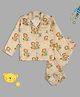Pyjama Party Pure Cotton Woven Full Sleeves Lion Printed Coordinating Shirt & Pajama Night Suit - Yellow
