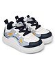 asian Colour Blocked Lace Up Shoes - White Navy & Sky Blue
