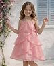 Foreverkidz Organza Woven Sleeveless Petal Designed Layered Dress - Dusty Pink