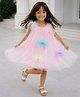 Foreverkidz Net Woven Sleeveless Bow Applique Detailed Dress - Blue & Pink