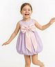 Foreverkidz Satin Woven Sleeveless Bow Applique Detailed Balloon Dress - Lavender