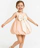 Foreverkidz Satin Woven Sleeveless Bow Applique Detailed Balloon Dress - Pastel Pink