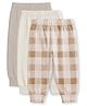 Cocoon Care Bamboo Knit Pack Of 3 Checked & Solid Pajamas - Beige
