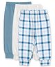 Cocoon Care Bamboo Knit Pack Of 3 Checked & Solid Pajamas - Blue