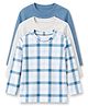 Cocoon Care Bamboo Knit Pack Of 3 Full Sleeves Checked & Solid Tees - Multi Colour