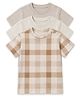 Cocoon Care Bamboo Knit Pack Of 3 Half Sleeves Checked & Solid Tees - Beige