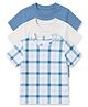 Cocoon Care Bamboo Knit Pack Of 3 Half Sleeves Checked & Solid Tees - Blue & White
