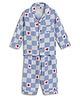 Cocoon Care Blended Woven Full Sleeves Hearts Checked Coordinating Shirt & Pajama Night Suit - Blue